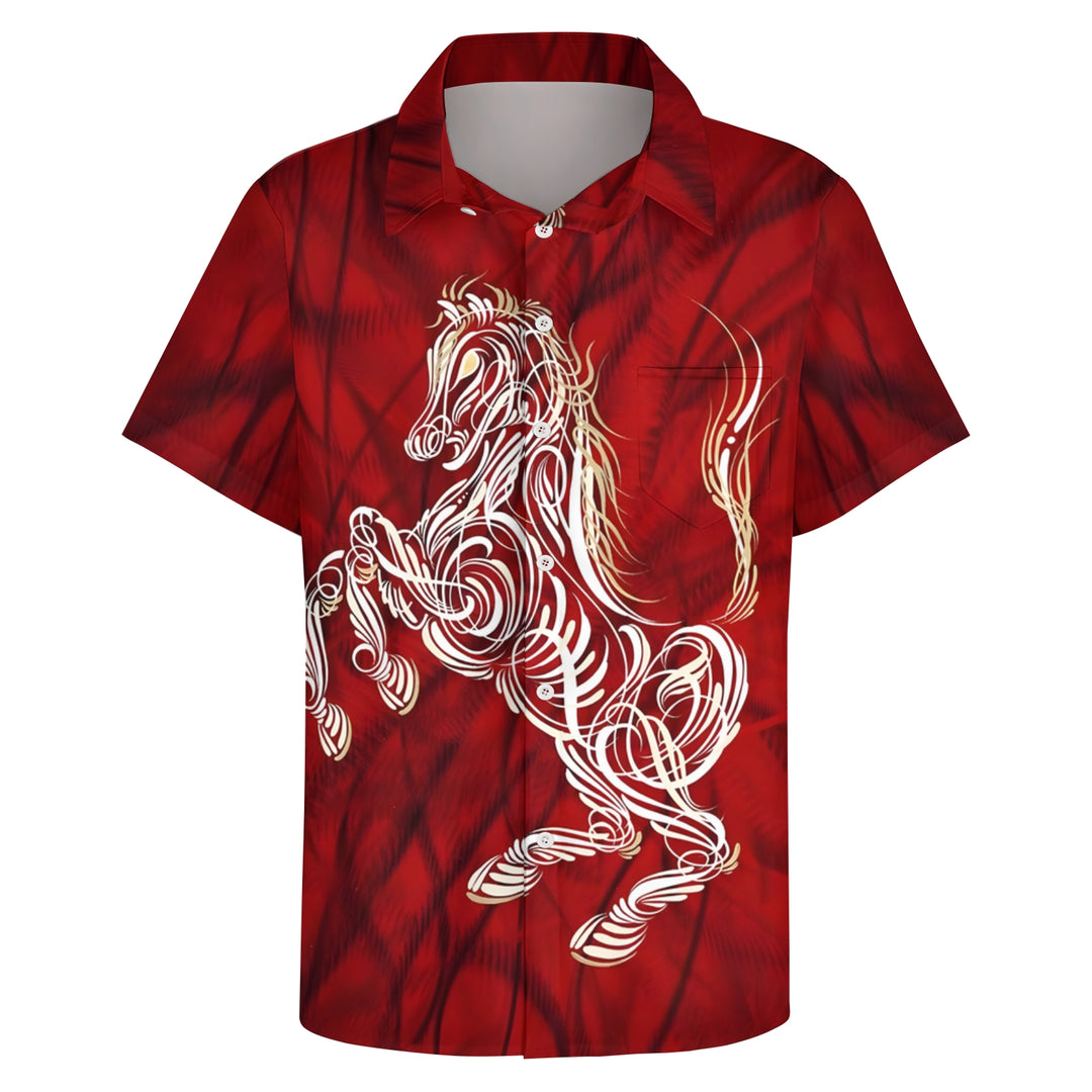 Men's Horse Art Print Casual Short Sleeve Shirt 2403000339