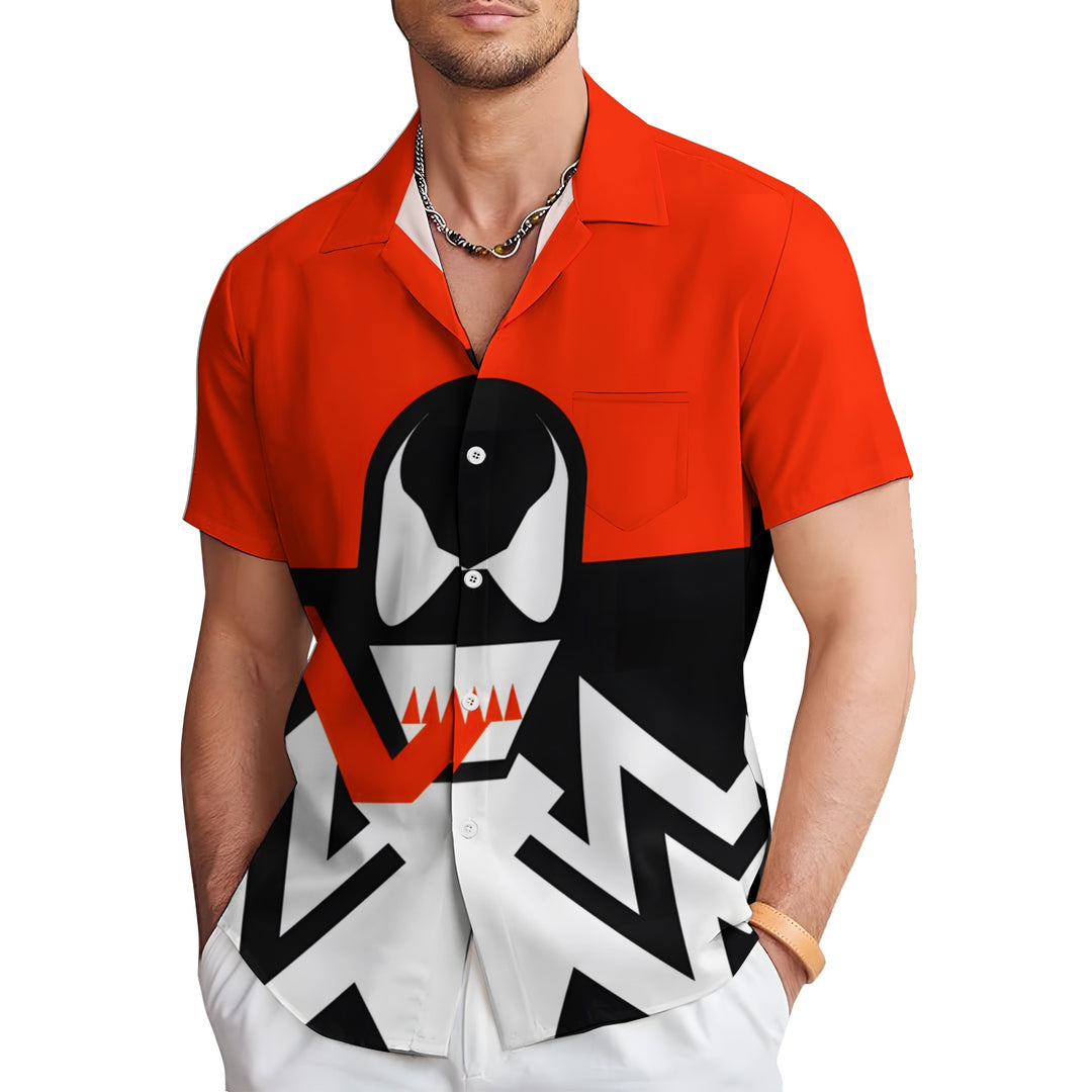 Hero Character Geometric Print Casual Short Sleeve Shirt 2403000361