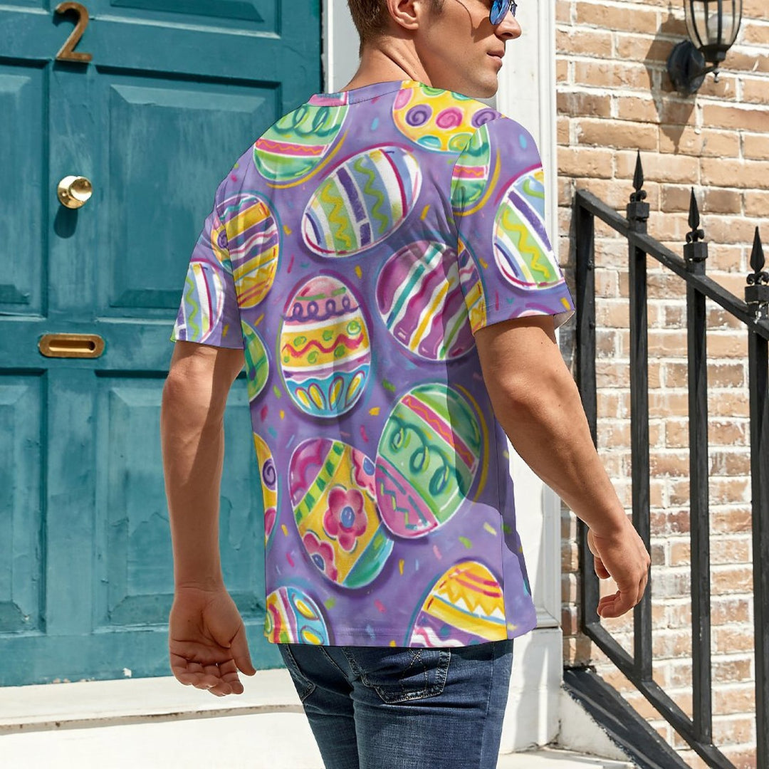 Men's Round Neck Easter Egg Dinosaur Casual T-Shirt 2312000394