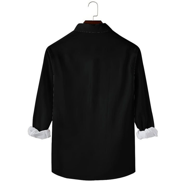 Men's Casual Mardi Gras Stripes Printed Long Sleeve Shirt 2312000209