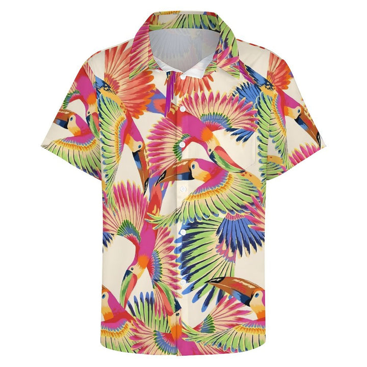 Men's Toucan Art Print Casual Short Sleeve Shirt 2402000316