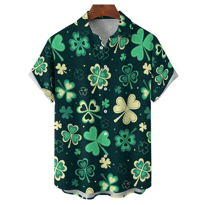 Men's St. Patrick'S Day Shamrock Casual Short Sleeve Shirt 2402000118