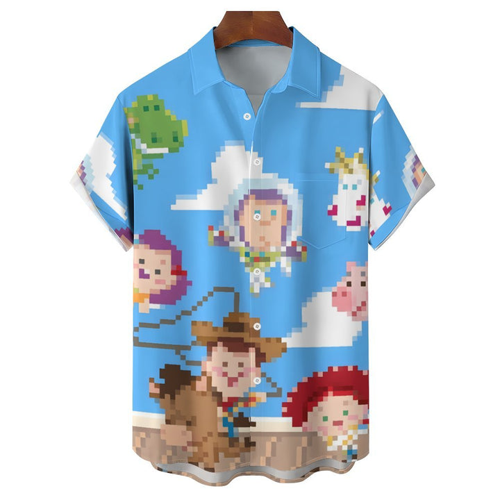 Men's Cartoon Character Toys Casual Short Sleeve Shirt 2401000202
