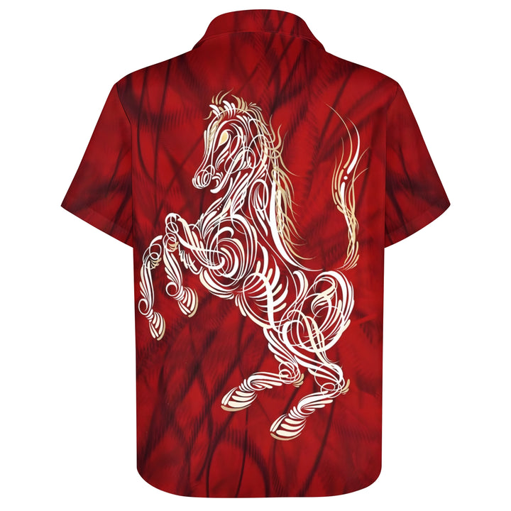 Men's Horse Art Print Casual Short Sleeve Shirt 2403000339