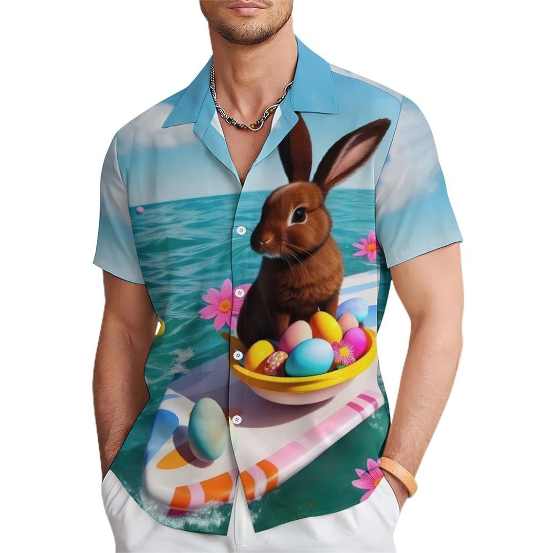 Men's Easter Bunny Casual Short Sleeve Shirt 2402000179