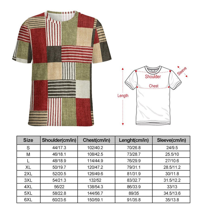 Men's Geometric Splicing Round Neck Casual T-Shirt 2311000634