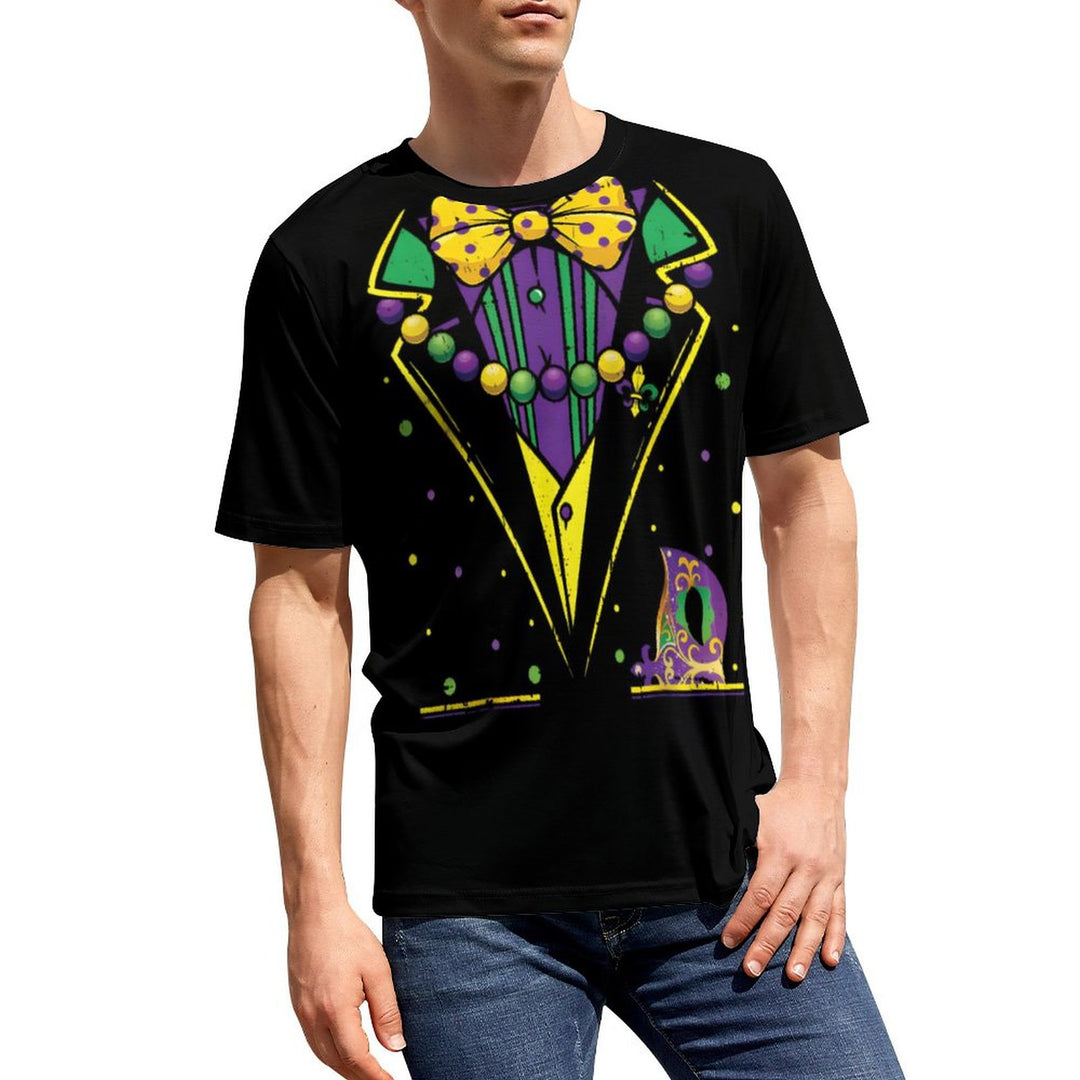 Men's Round Neck Mardi Gras Dress Print Casual T-Shirt 2312000326