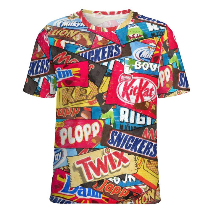 Men's Snack Print Crew Neck Casual T-Shirt 2401000039