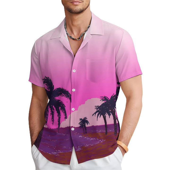 Men's Gradient Hawaiian Casual Short Sleeve Shirt 2401000403