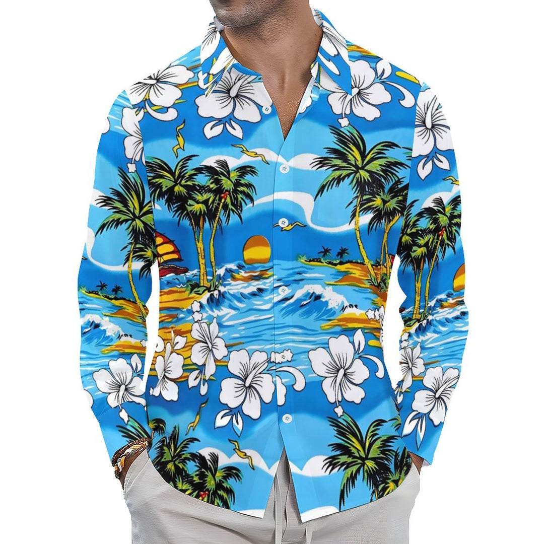 Men's Casual Hawaii Printed Long Sleeve Shirt 2311000706