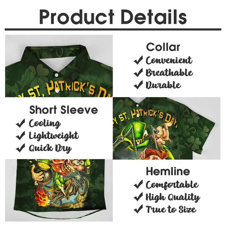 Happy St. Patrick's Day Casual Short Sleeve Shirt 2402000101