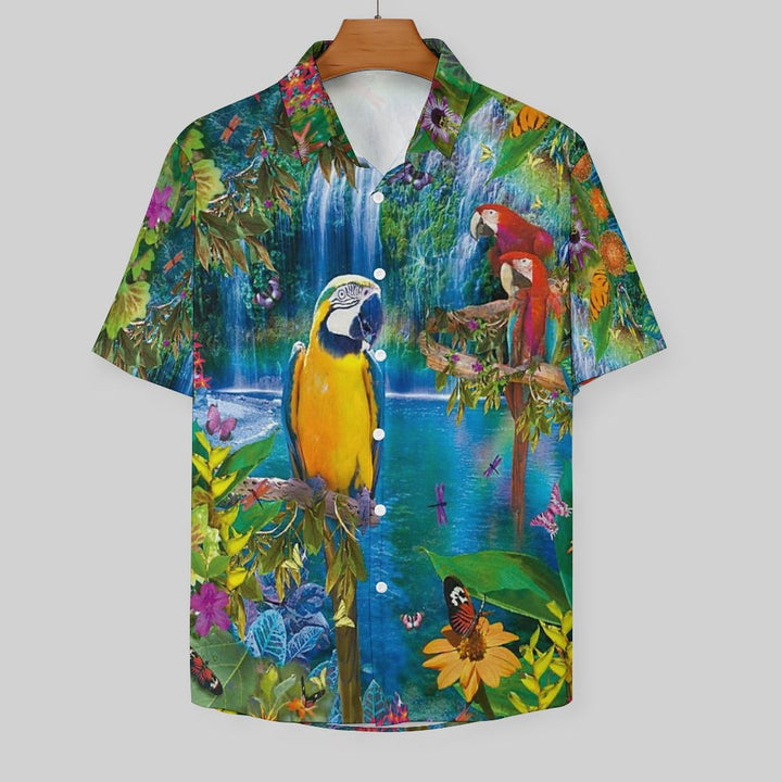 Men's Parrot Casual Fashion Short Sleeve Shirt 2307101178