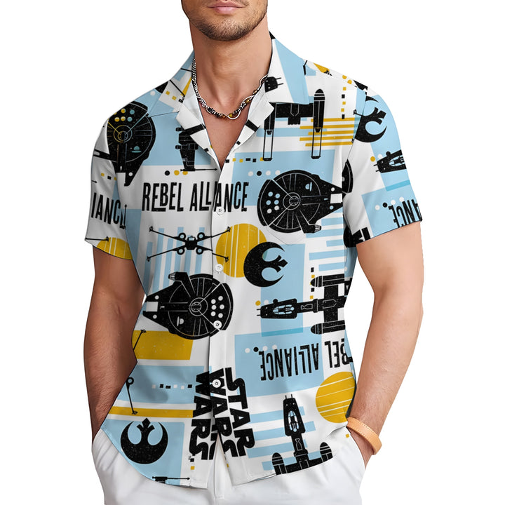 Men's Sci-Fi Cartoon Star Casual Short Sleeve Shirt 2403000120