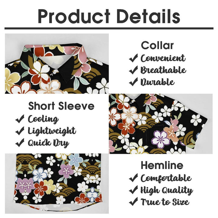 Sakura Art Print Men's Casual Short Sleeve Shirt 2402000319