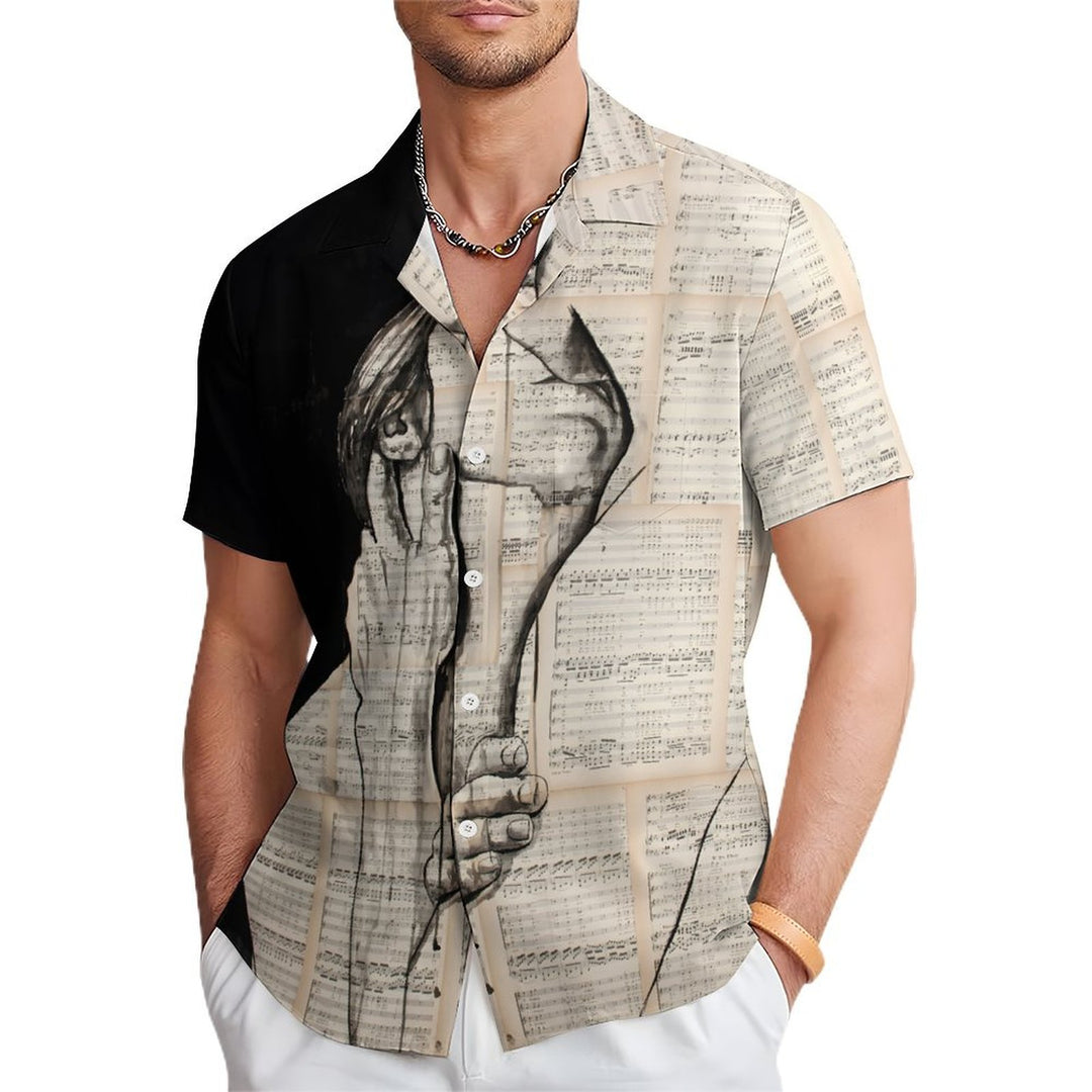 Men's "Kiss" Art Casual Short Sleeve Shirt 2402000027