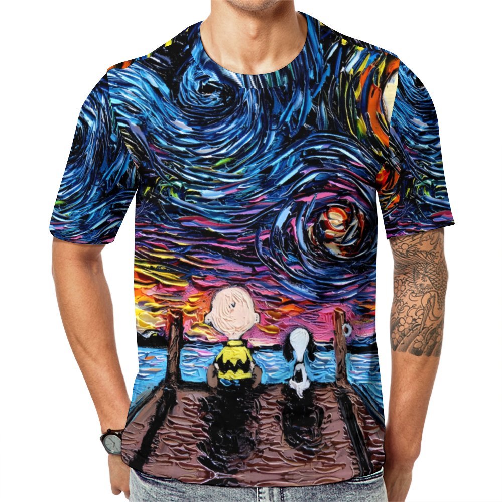 Men'S Round Neck Cartoon Casual T-Shirt 2403000158