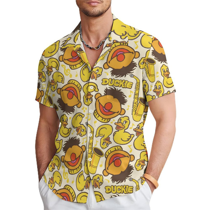 Men's Cartoon Rubber Duck Casual Short Sleeve Shirt 2401000373