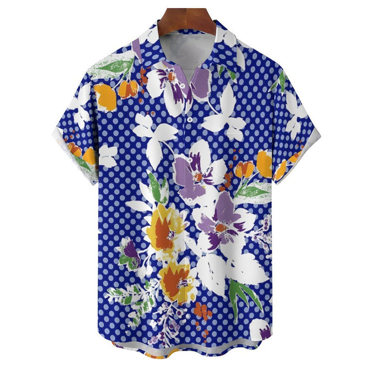 Floral Polka Dot Casual Short Sleeve Shirt 2402000170