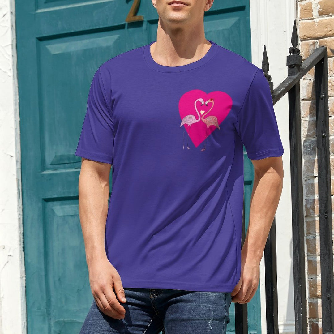 Men's Love Flamingo Round Neck Casual T-Shirt 2401000110