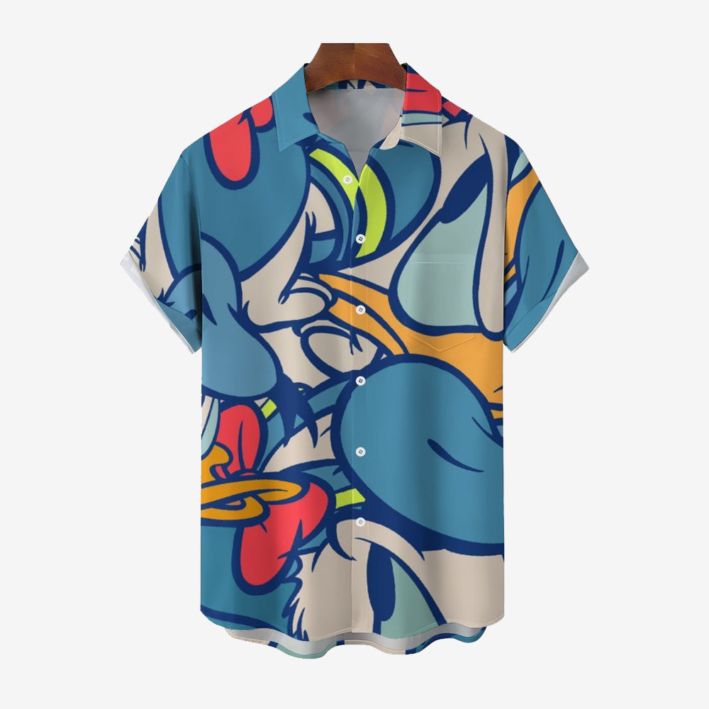 Men's Hawaiian Cartoon Character Casual Short Sleeve Shirt 2401000346