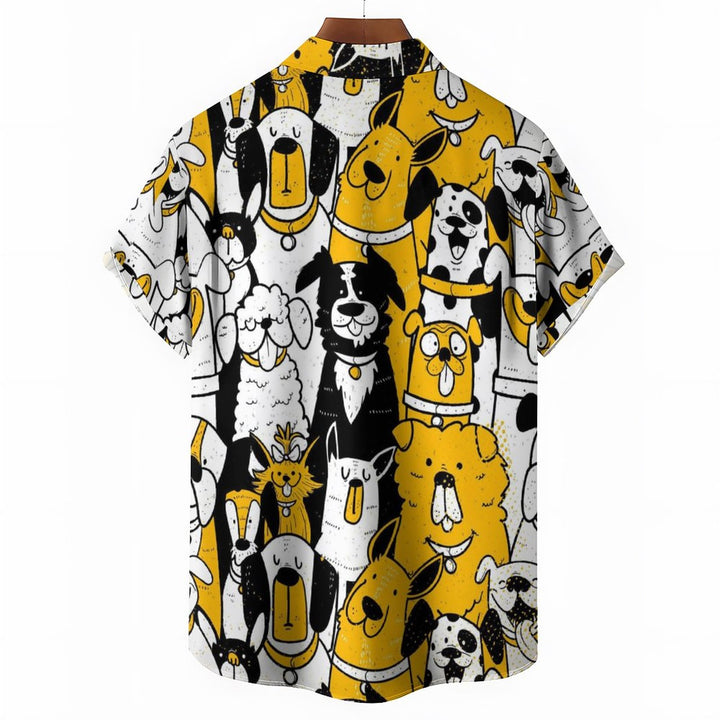 Men's Dog Print Casual Short Sleeve Shirt 2311000393