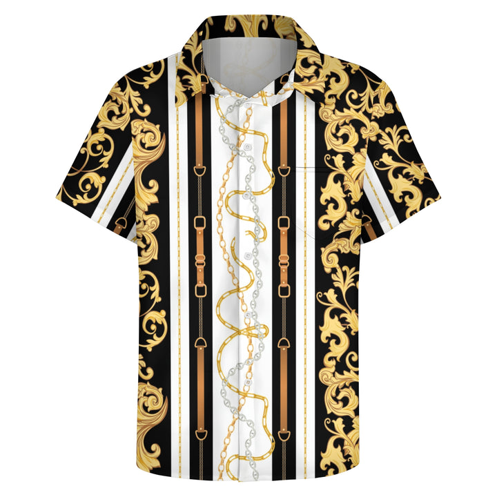 Men's Baroque Chain Casual Short Sleeve Shirt 2403000127