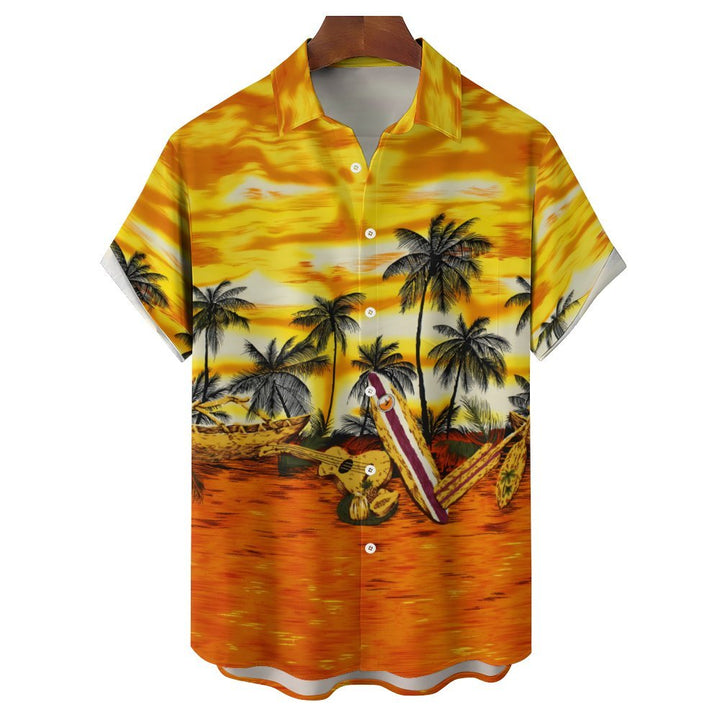Men's Hawaiian Beach Vacation Casual Short Sleeve Shirt 2401000238