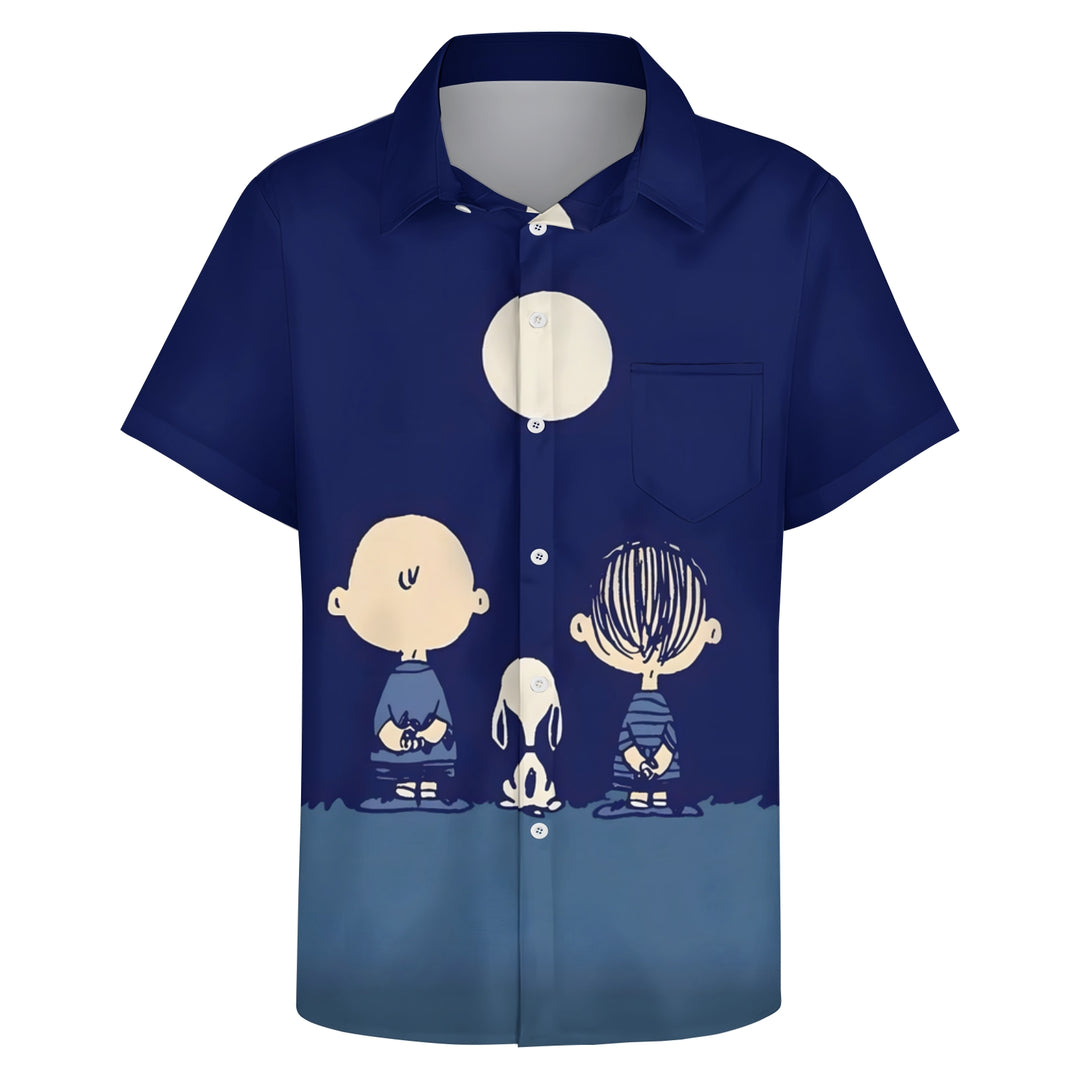 Cartoon Character Best Friend Friendship Print Casual Short Sleeve Shirt 2403000330