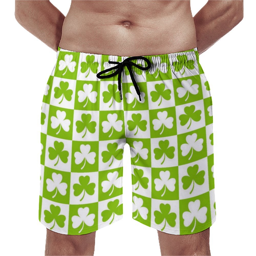 Men's Sports St Patrick'S Day Shamrock Beach Shorts 2312000533