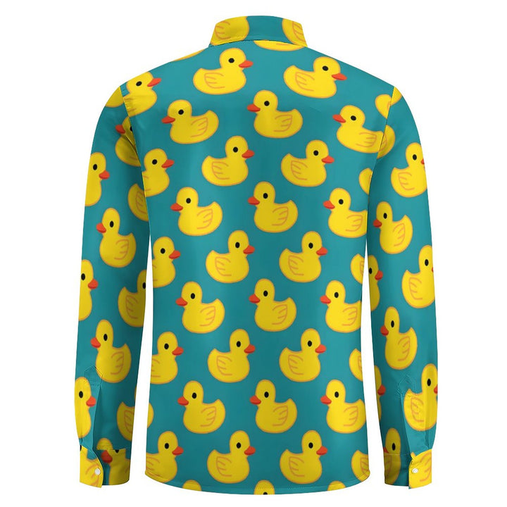 Men's Casual Little Yellow Duck Printed Long Sleeve Shirt 2312000205