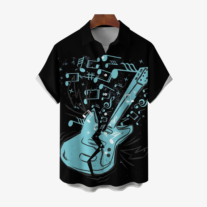 Music Guitar Print Men's Casual Short Sleeve Shirt 2403000227