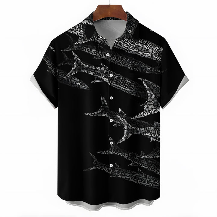 Men's Barracuda Printing Casual Short Sleeve Shirt 2403000098