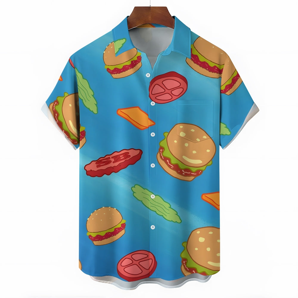 Men's Cartoon Krabby Patty Casual Short Sleeve Shirt 2403000366