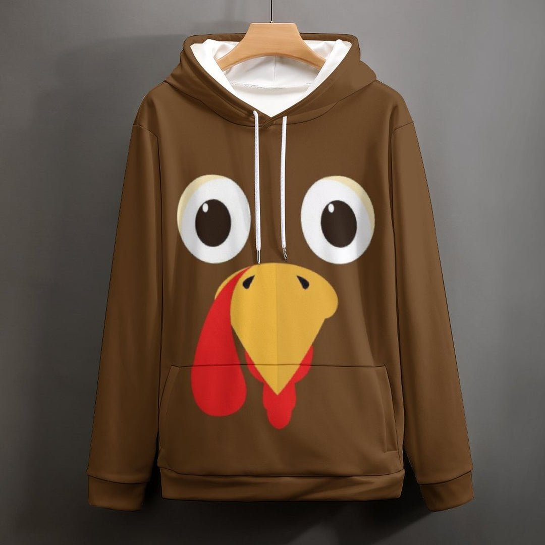 Unisex Hooded Thanksgiving Silly Turkey Face Print Sweatshirt 2311000160