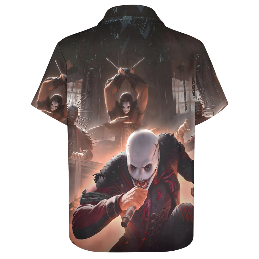 Men's Rock Themed Print Casual Short Sleeve Shirt 2403000223
