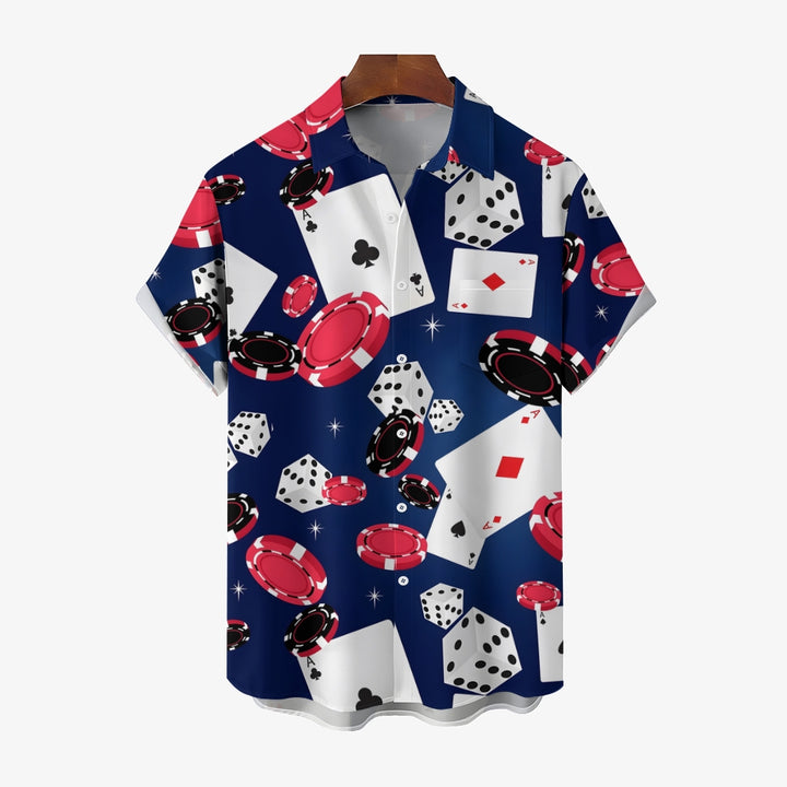 Men's Gambling Themed Prints Casual Short Sleeve Shirt 2403000333