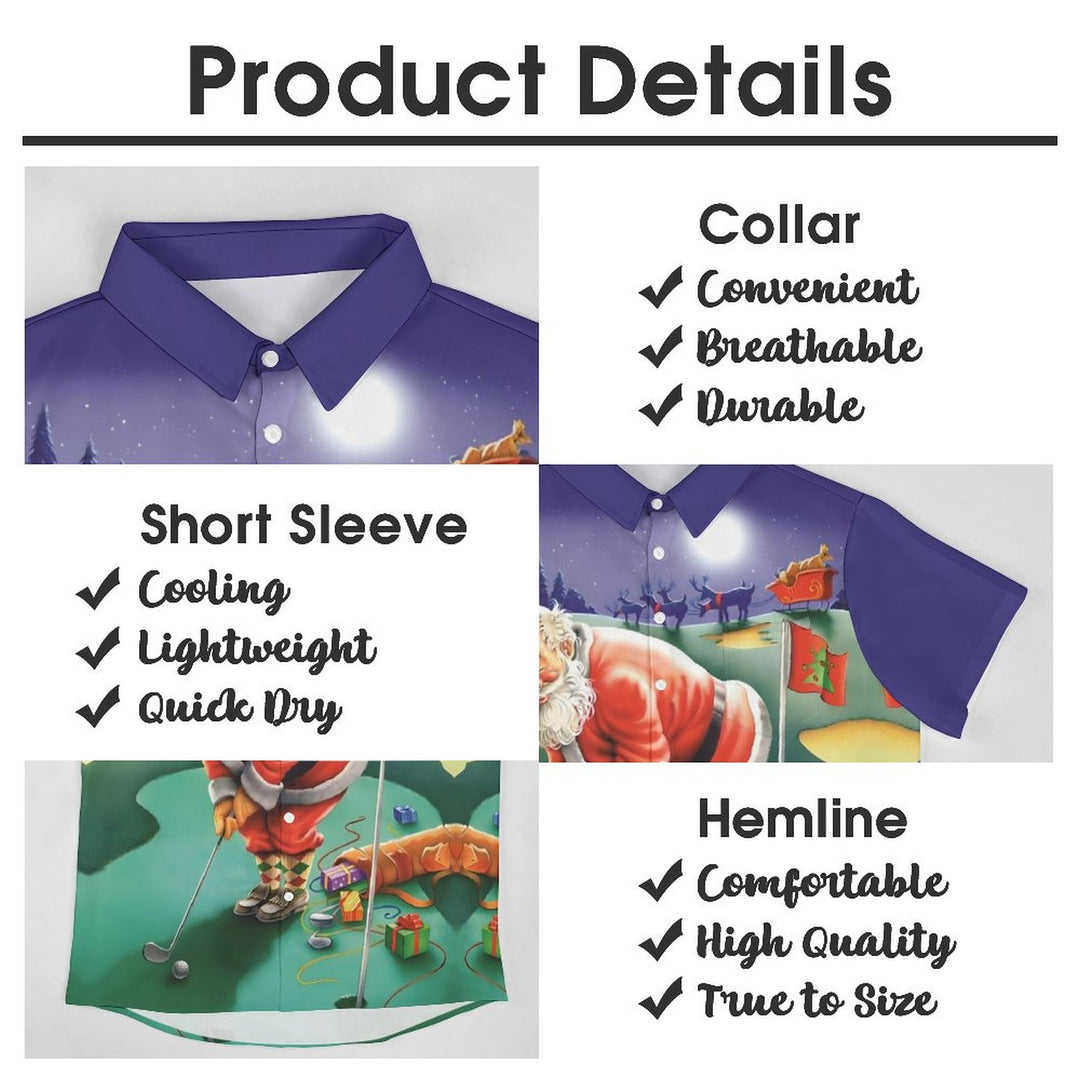 Golf Santa Chest Pocket Short Sleeve Vacation Shirt 2311000585