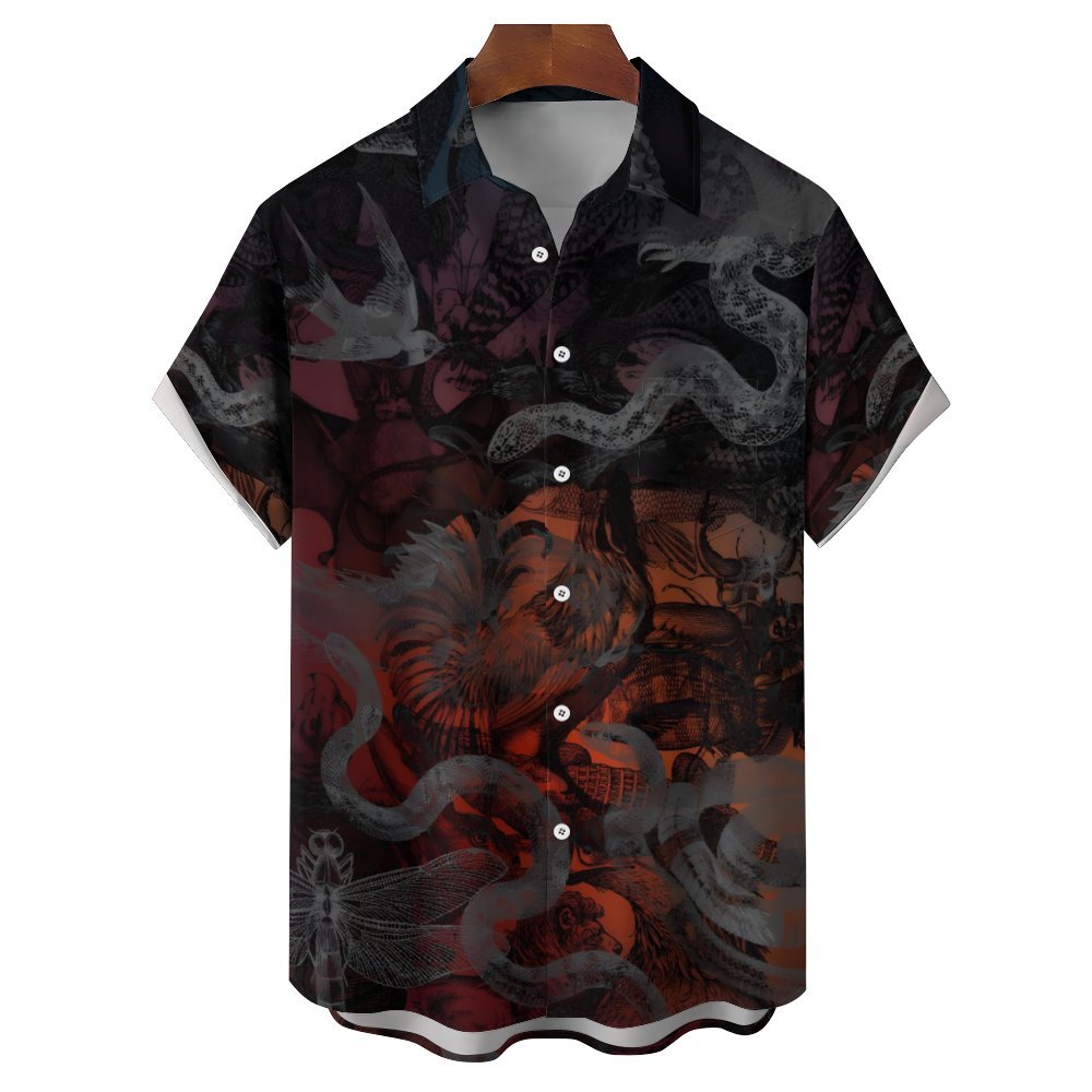 Beast Gradient Print Casual Short Sleeve Shirt 2402000274