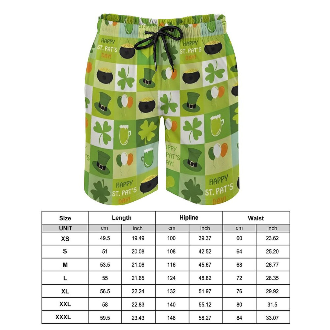 Men's Sports St Patrick‘s Day Shamrock  Beach Shorts 2312000410