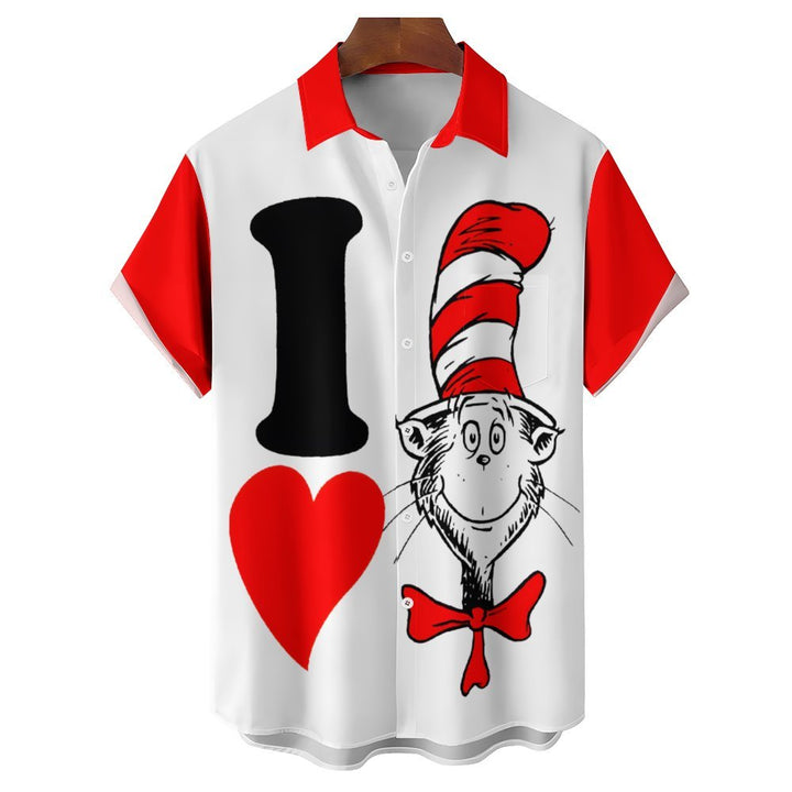 Valentine's Day Love Cartoon Character Casual Short Sleeve Shirt 2401000103