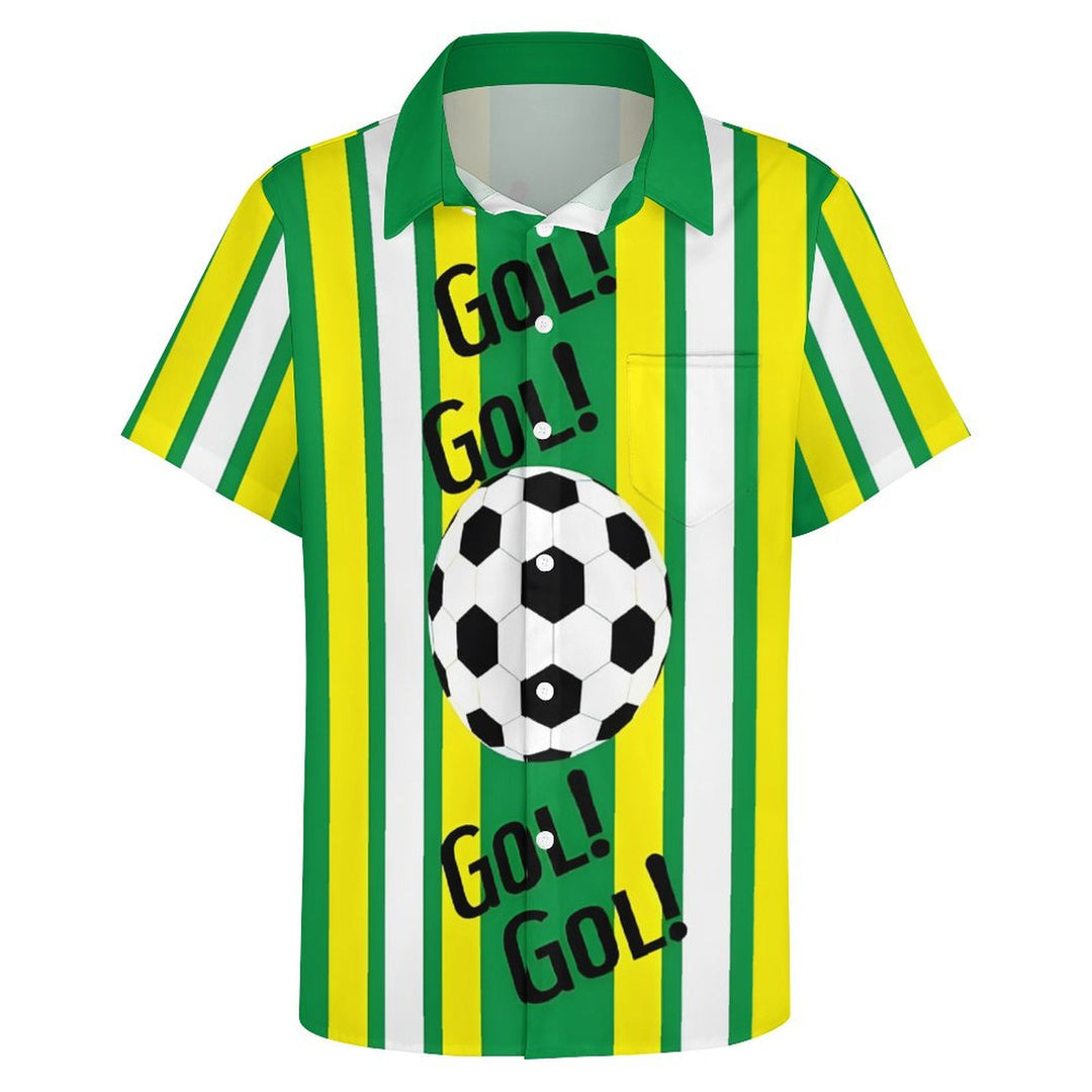 Men's Football Stripes Casual Short Sleeve Shirt 2402000297