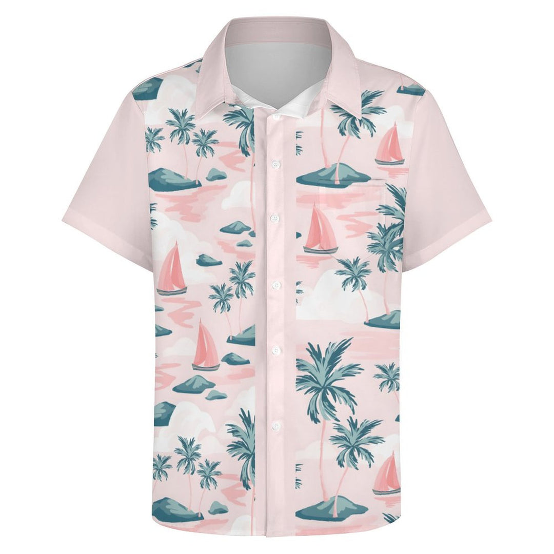 Men's Hawaiian Pink Casual Short Sleeve Shirt 2402000032