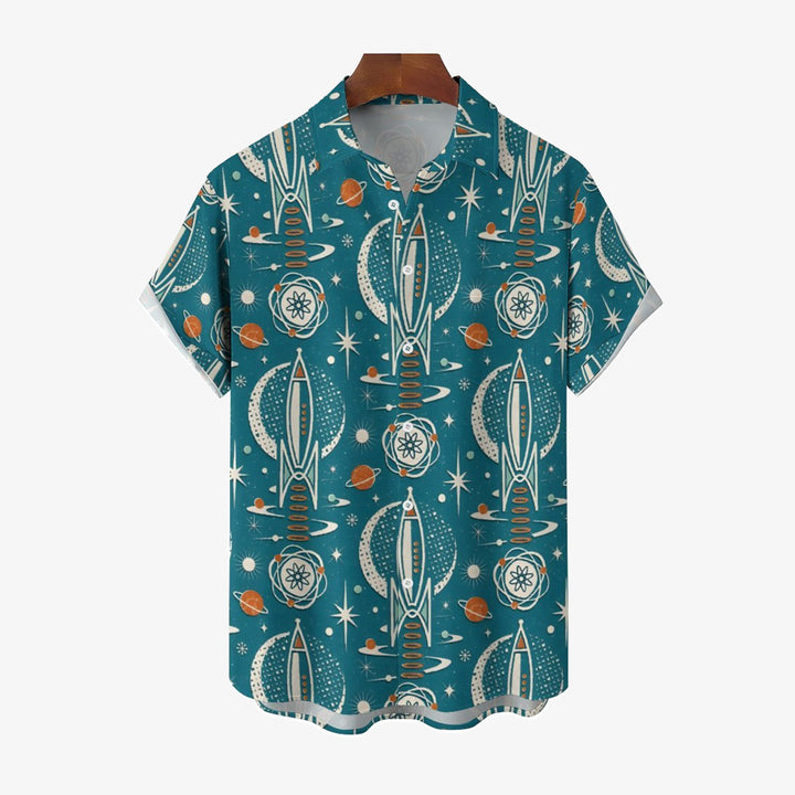 Men's Planet Rocket Casual Short Sleeve Shirt 2402000314