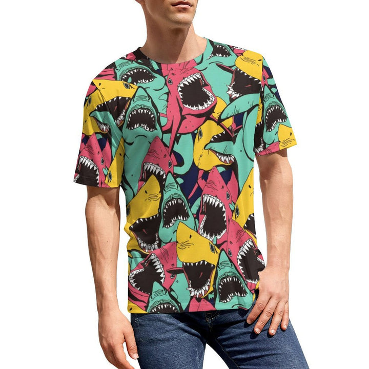 Men's Shark Round Neck Casual T-Shirt 2401000107