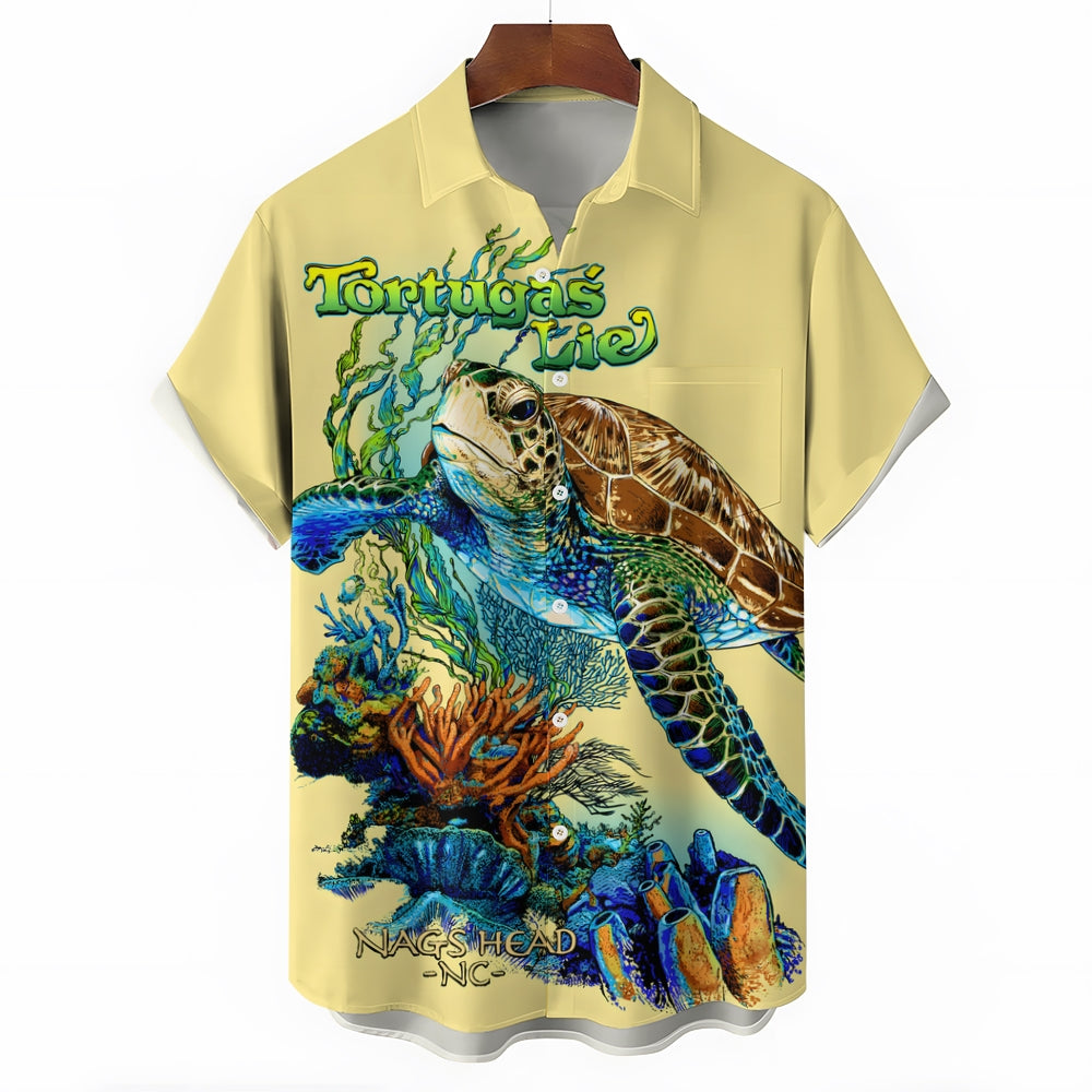 Men's Sea Turtle Casual Short Sleeve Shirt 2403000304