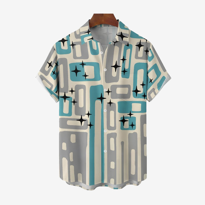 Chest Pocket Geometry Casual Short Sleeve Shirt 2402000035