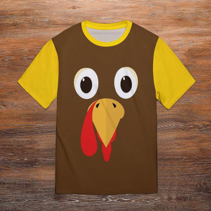 Thanksgiving Silly Turkey Face Men's round neck casual T-shirt  2311000159