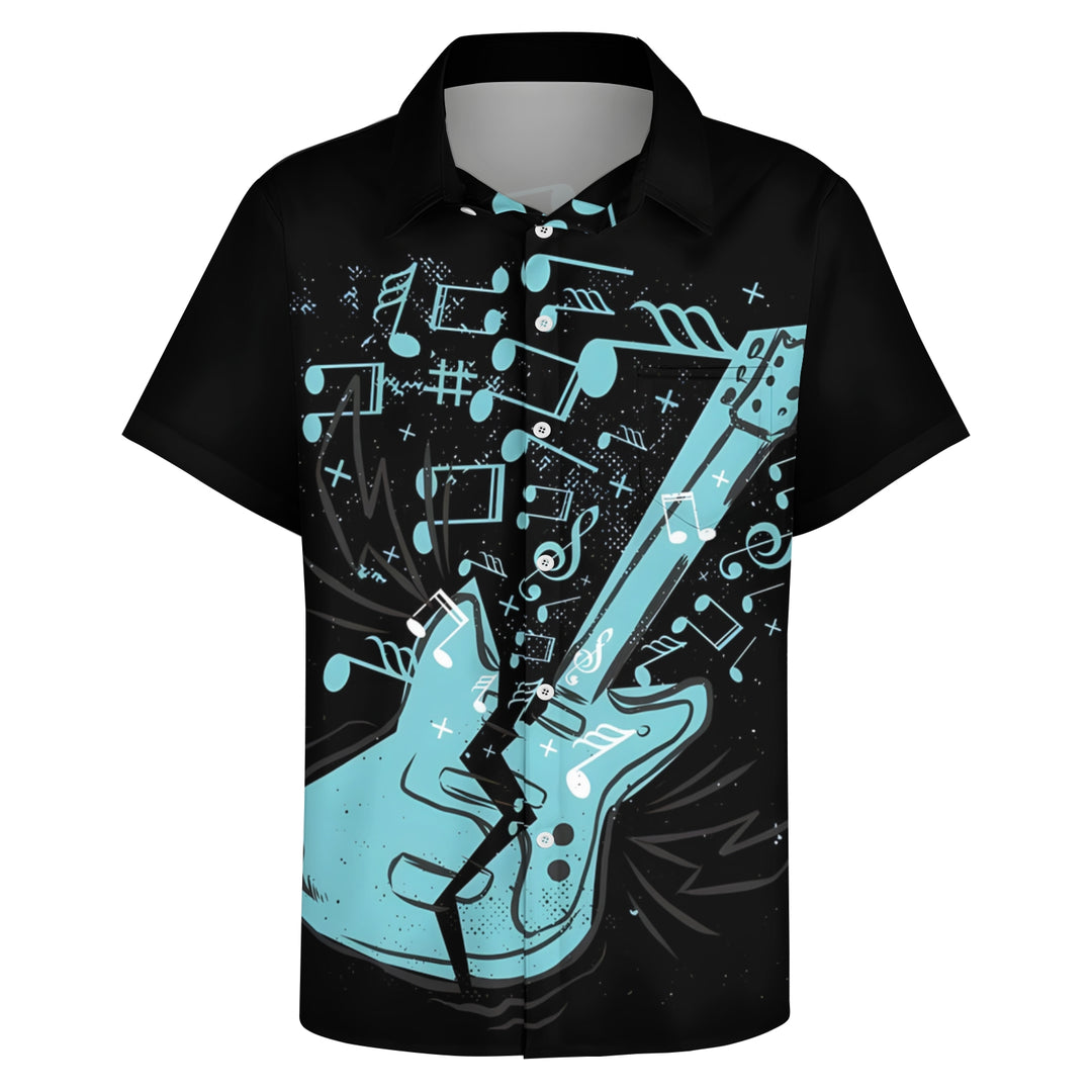 Music Guitar Print Men's Casual Short Sleeve Shirt 2403000227