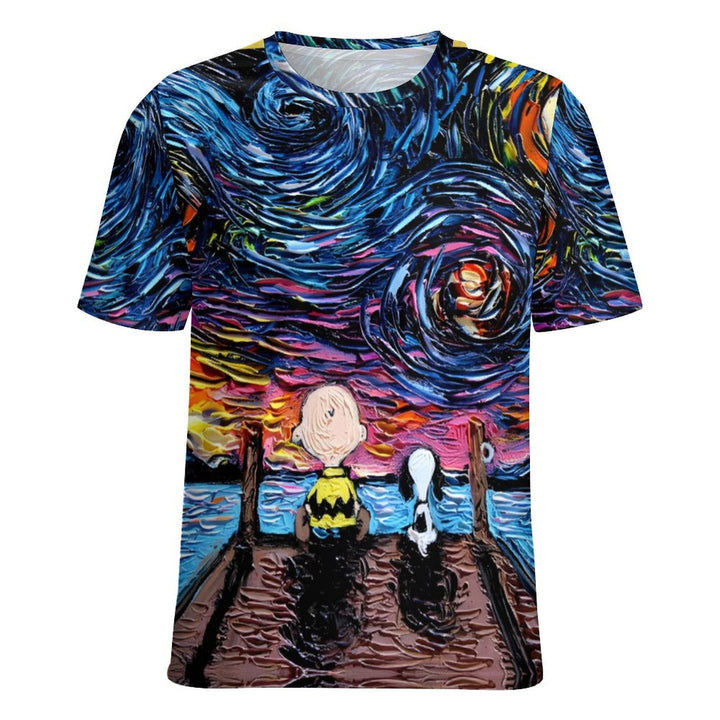 Men'S Round Neck Cartoon Casual T-Shirt 2403000158