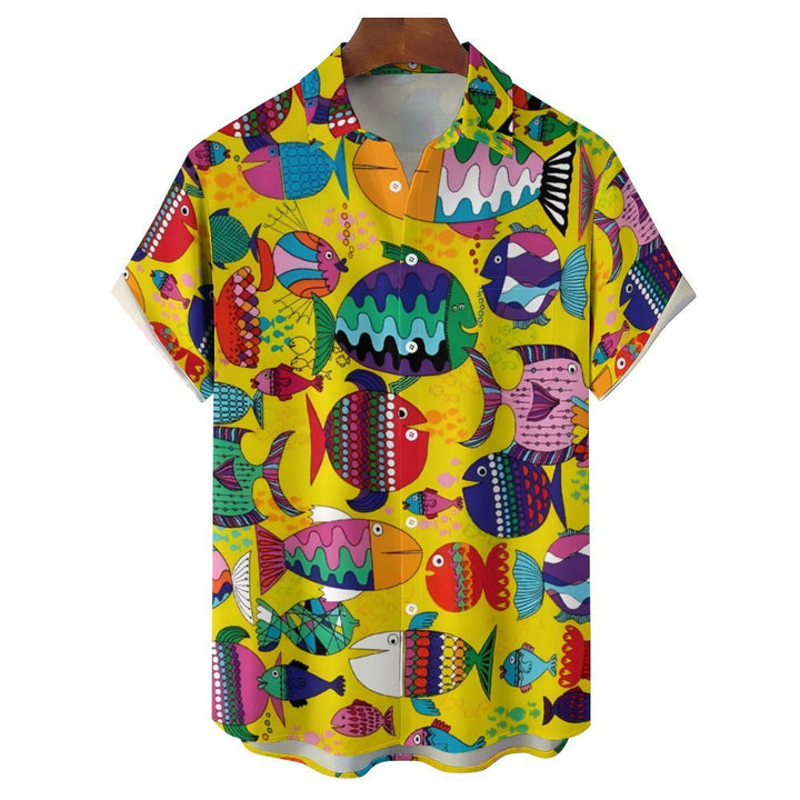 Colorful Fish Casual Short Sleeve Shirt 2402000347